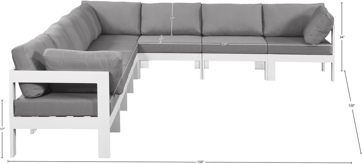 Nizuc - Outdoor Patio 8 Piece Modular Sectional With White Frame