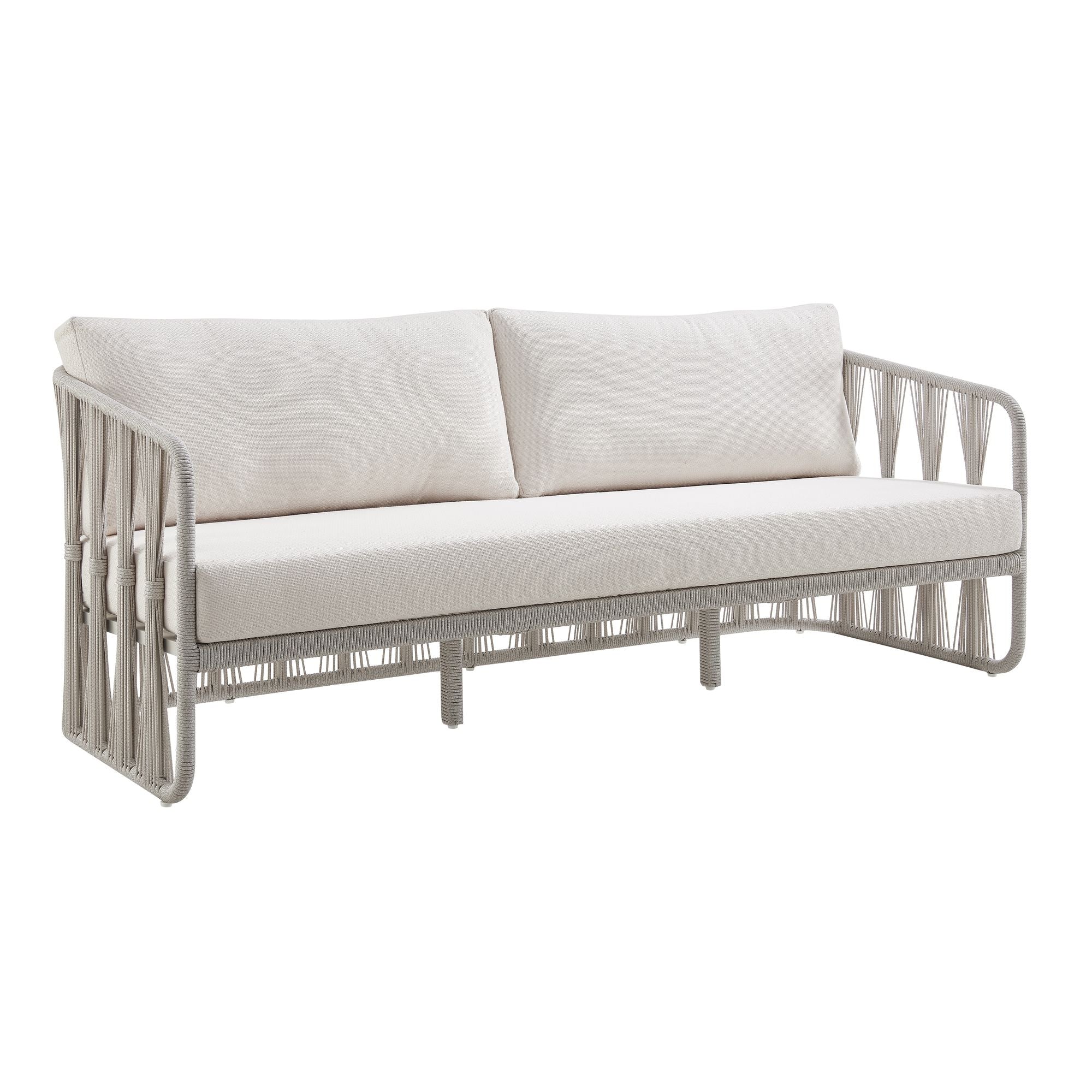 Breeze - Metal Outdoor Sofa With Cushions - Pearl / Cream