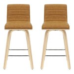 Vienna - 35.5" Swivel Counter Height Square Back Wood Bar Stool With Faux Leather Seat