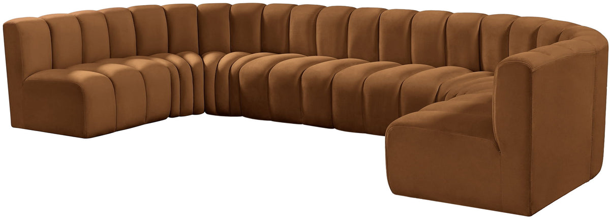 Arc - Velvet Modular U-Shaped Sectional - Saddle
