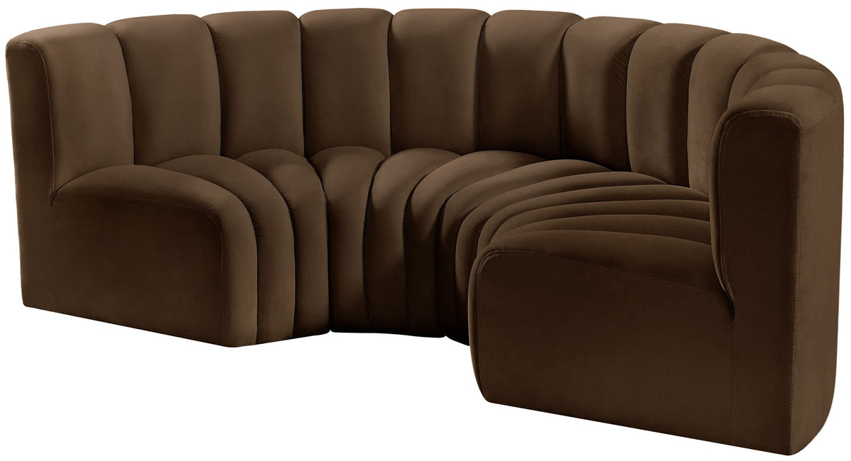 Arc - Velvet 4 Piece U-Shaped Modular Sofa