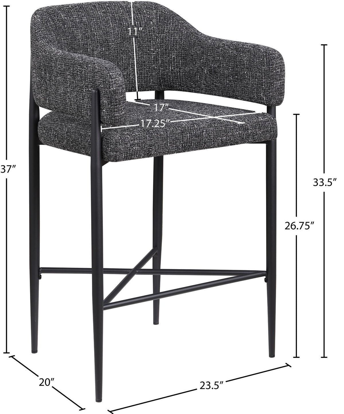 Dame - Fabric Upholstered Counter Stool (Set of 2)