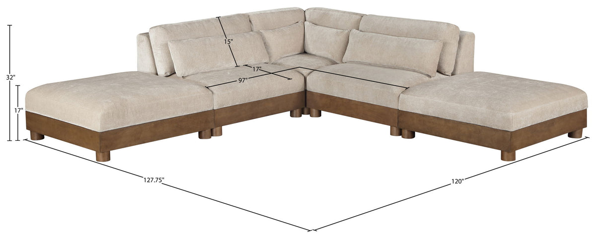 Turin - Chenille Fabric Upholstered Modular Sectional - Taupe