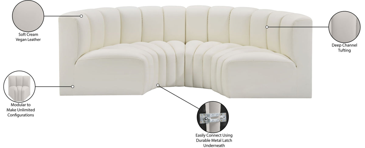 Arc - Faux Leather 4 Piece U-Shaped Modular Sofa