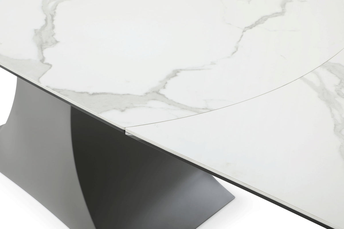 9035 - Marble Dining Table - White / Dark Gray