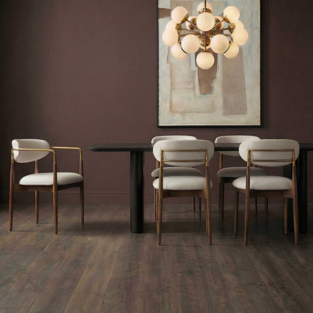 Moxie - Dining Arm Chair - Walnut / White