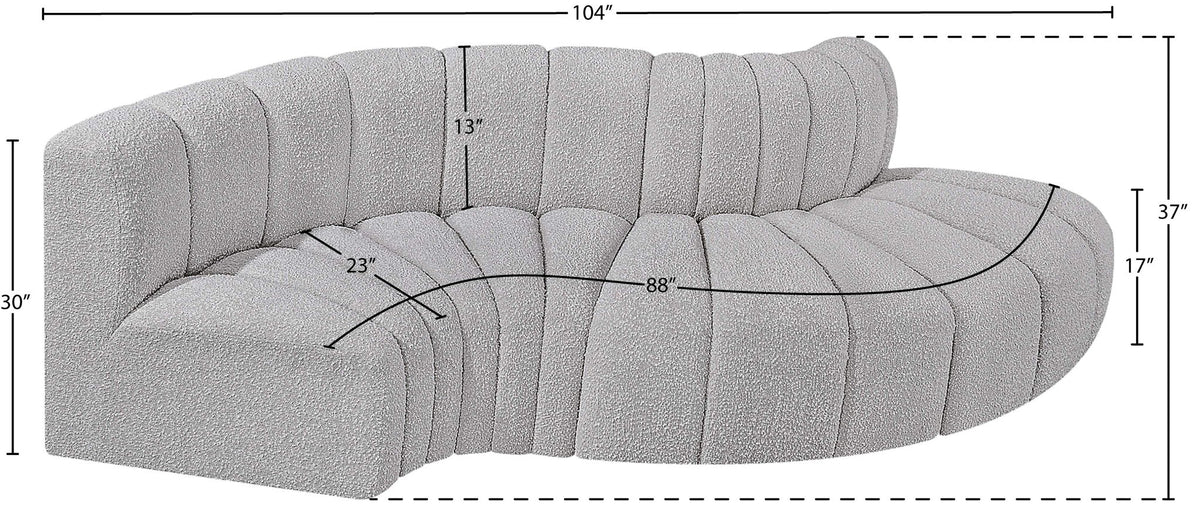 Arc - Boucle Fabric 4 Piece L-Shaped Modular Sofa