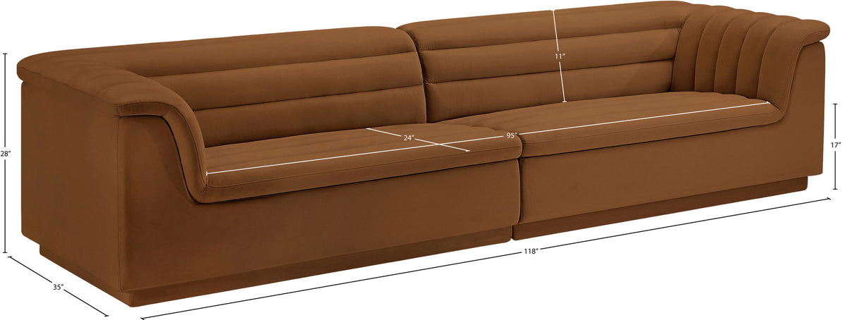 Cascade - Velvet Modular Sofa - Saddle