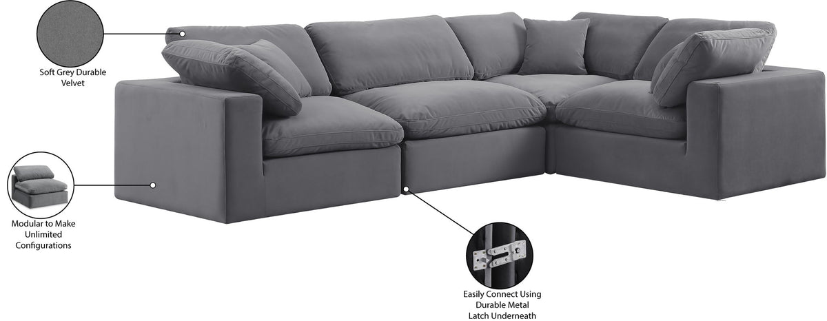 Comfy - 4 Piece Velvet Modular Sectional
