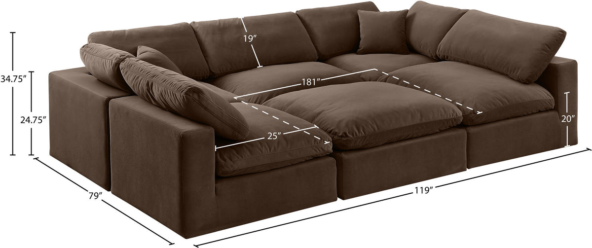 Comfy - 6 Piece Velvet Sectional