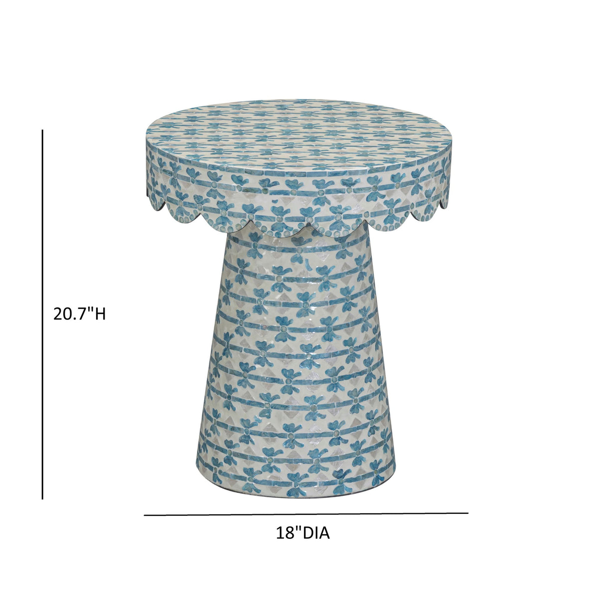 Lady - Capiz Shell Round Side Table - Blue Ribbon