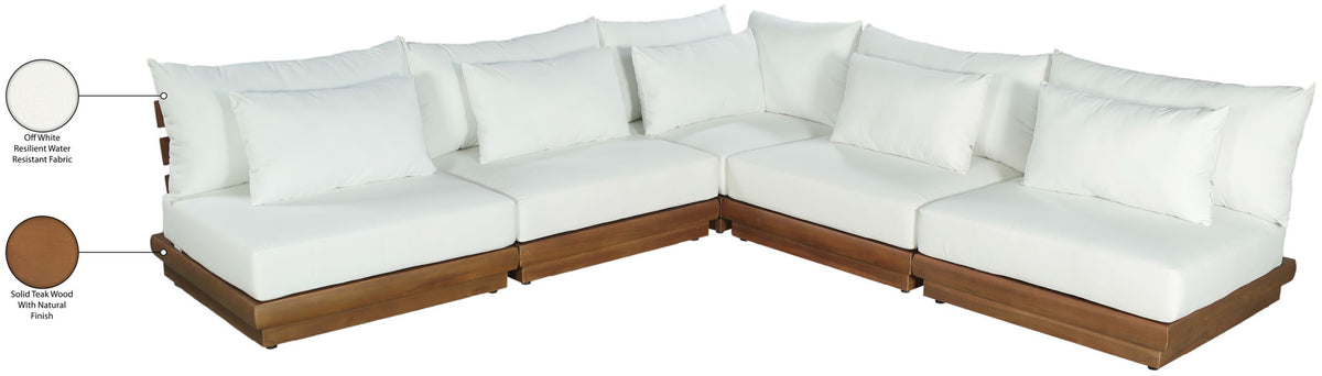 Mirella - 5 Piece Water Resistant Fabric Upholstered Outdoor Patio Modular Sectional
