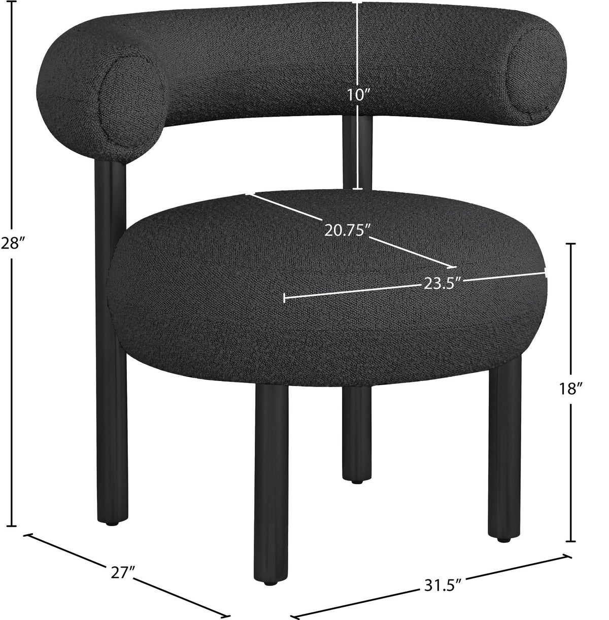 Bordeaux - Boucle Fabric Accent Chair With Black Legs