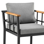 Orlando - Outdoor Patio 5-Piece Bar Table Set In Aluminum With Gray Cushions