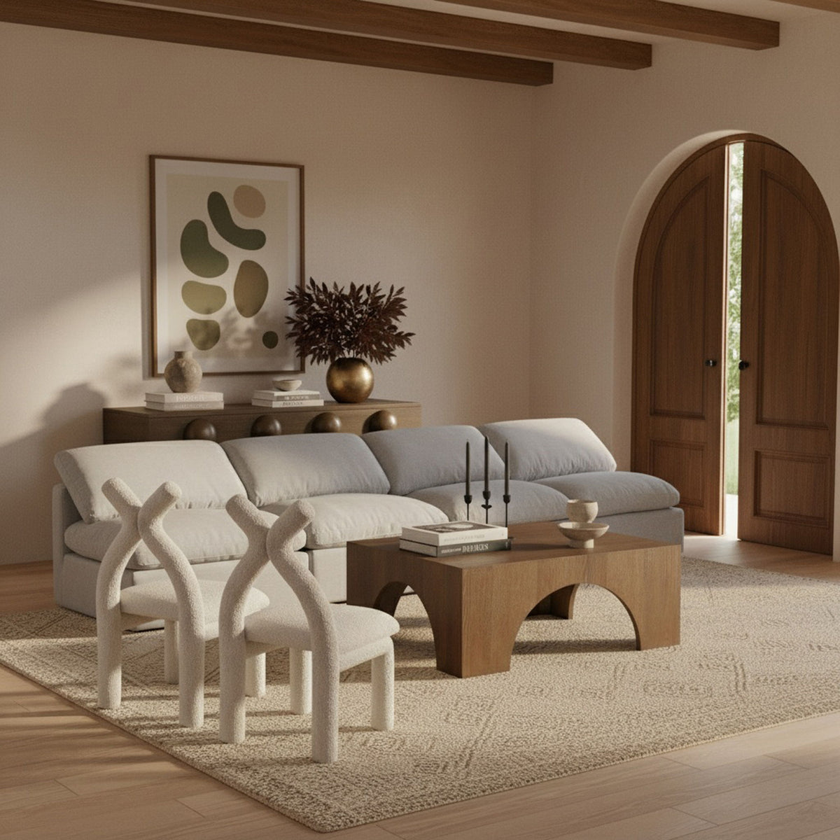 Indulge - Linen 4 Seat Modular Armless Sofa