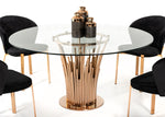 Paxton Modern Round Glass & Rosegold Dining Table by VIG Furniture - View 3