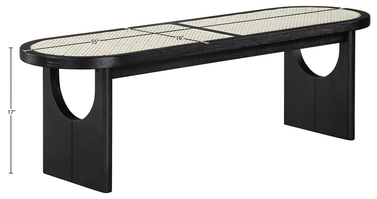 Canovia - Solid Wood And Faux Cane Bench