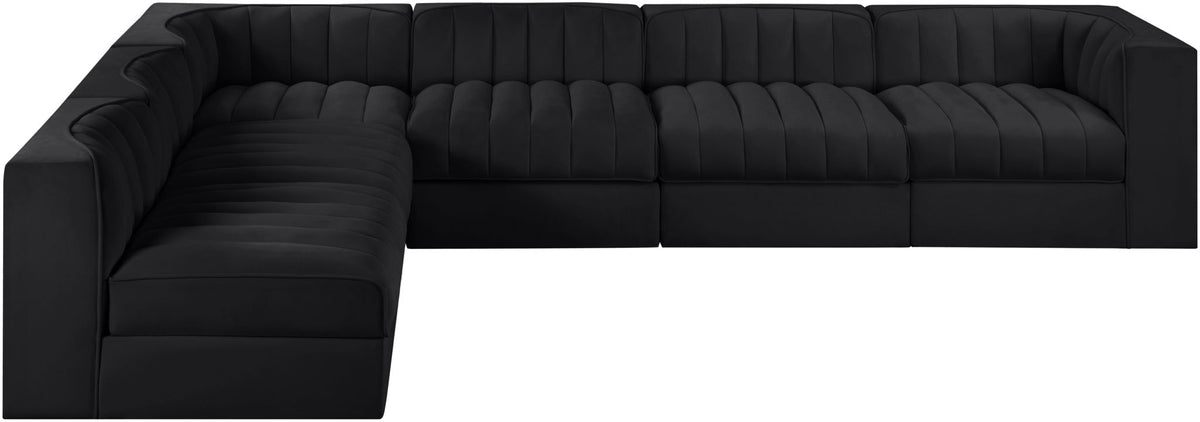 Rummi - Velvet Performance Fabric Upholstered 6 Piece Modular Sectional