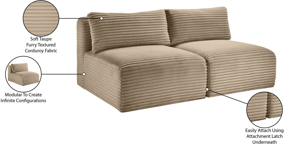 Shaggy - Fabric 2 Seat Modular Armless Sofa