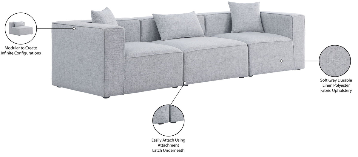 Cube - Linen Modular 3 Seat Sofa