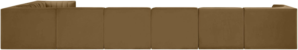 Rummi - Velvet Performance Fabric Upholstered 8 Piece Modular Sectional (With 3 Corner Chairs)