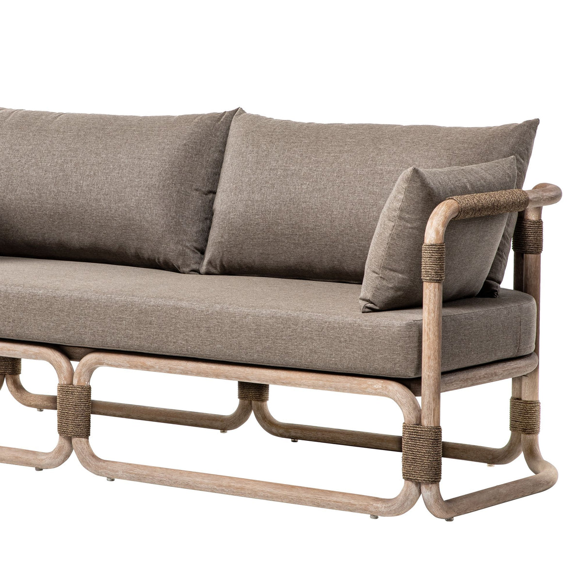 Baja - 79" Outdoor Sofa With Cushions - Brown Wire-Brushed Eucalyptus / Brown