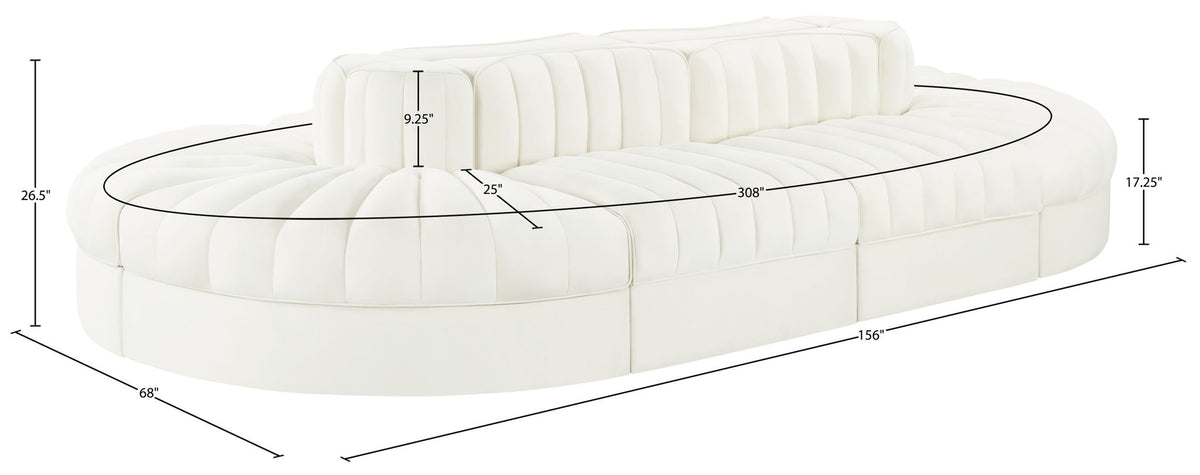 Rummi - Oval Velvet Performance Fabric Upholstered 8 Piece Modular Sectional