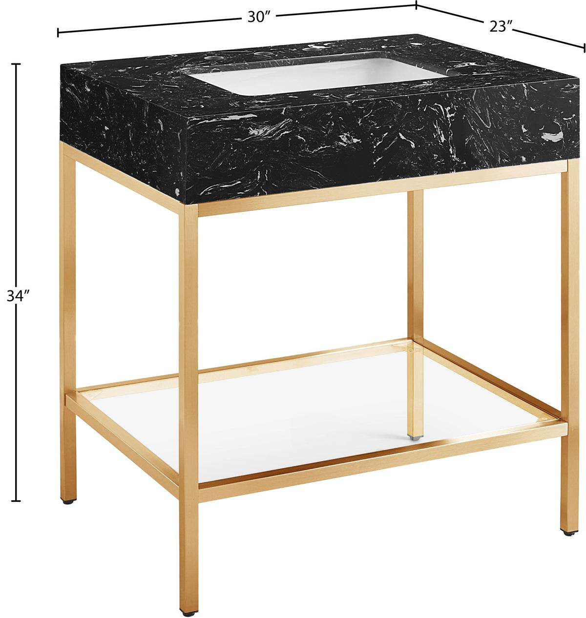 Marmo - Engineered Marble Bathroom Vanity With Gold Base
