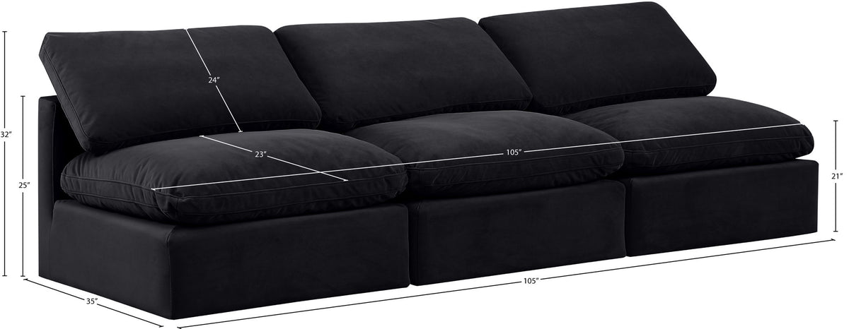Indulge - Velvet 3 Seat Modular Armless Sofa