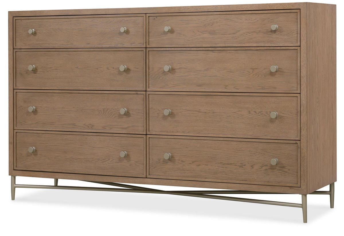 Sonnet - Eight-Drawer Dresser - Dark Gray / Light Brown