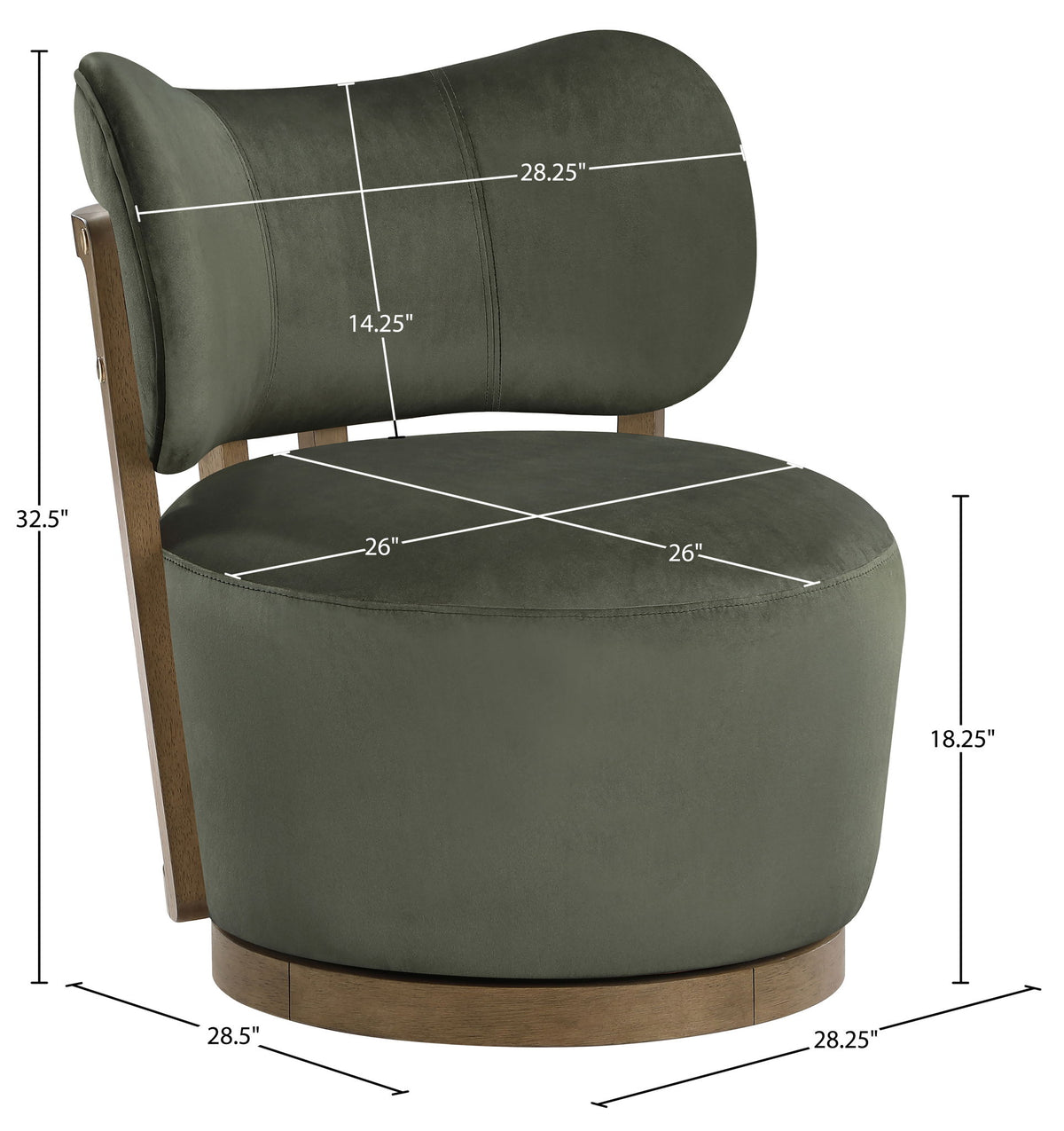 Elara - Velvet Upholstered Swivel Accent Chair - Stained Brown
