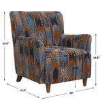 Lainey - Upholstered Ikat Armchair - Blue / Brown / Orange