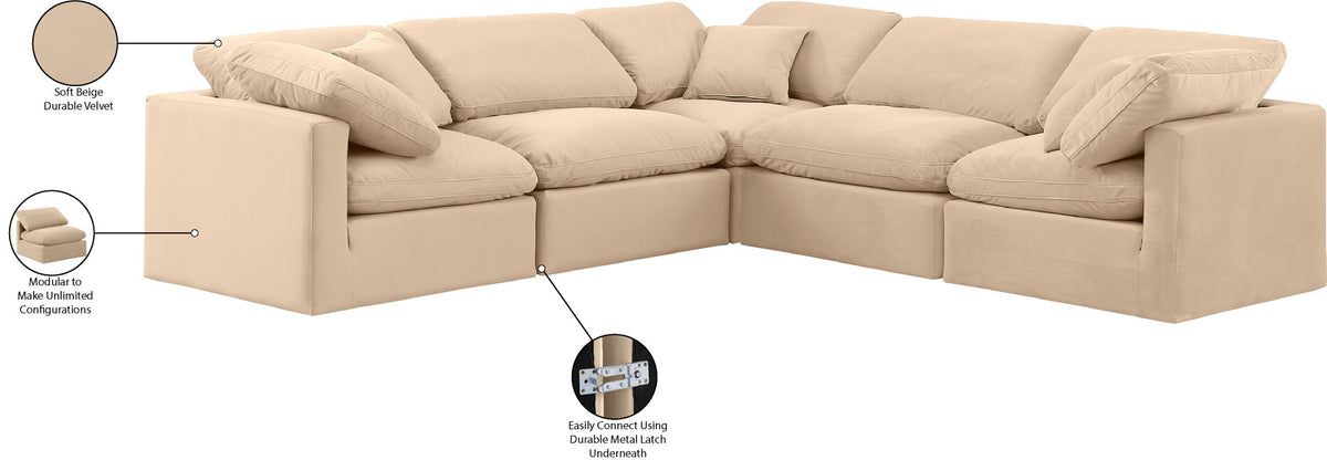 Indulge - Velvet 5 Piece Modular Corner Sectional