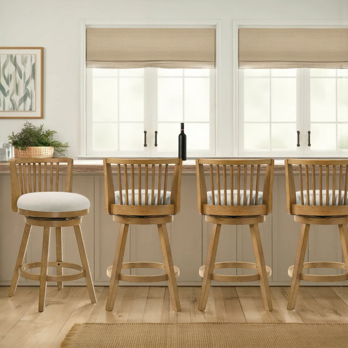 Harper - 30" Amber Glow Bar Height Rubberwood Swivel Barstool