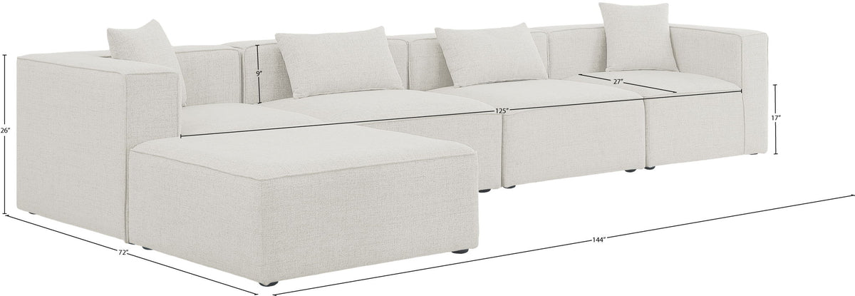 Cube - Linen 5 Piece Modular Sectional With Chaise