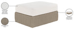 Seacrest - Olefin Water Resistant Fabric And Wicker Outdoor Patio Ottoman/Coffee Table