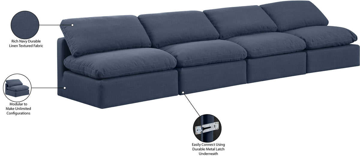Indulge - Linen 4 Seat Modular Armless Sofa