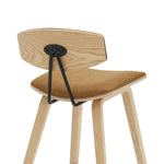 Fox - Bar Height Curved Back Wood Bar Stool With Faux Leather Seat