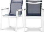 Nizuc - Outdoor Patio Dining Arm Chair With White Frame And Gray Arms (Set of 2)