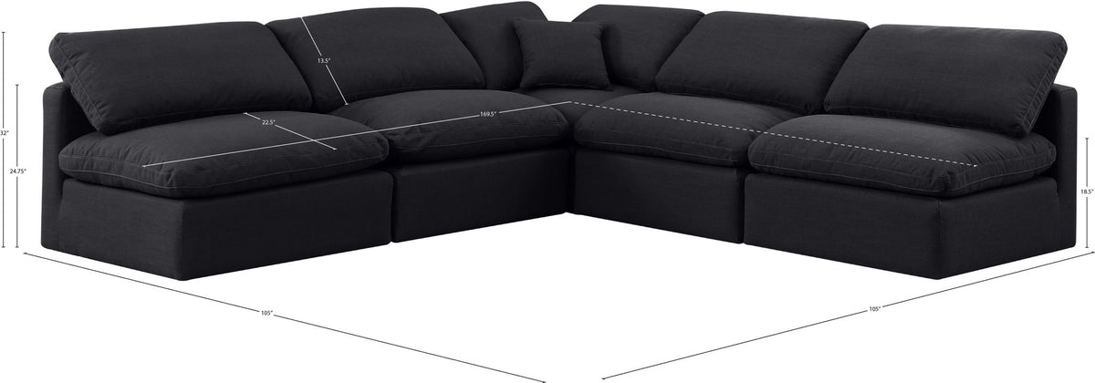Indulge - Linen 5 Piece Modular Corner Armless Sectional