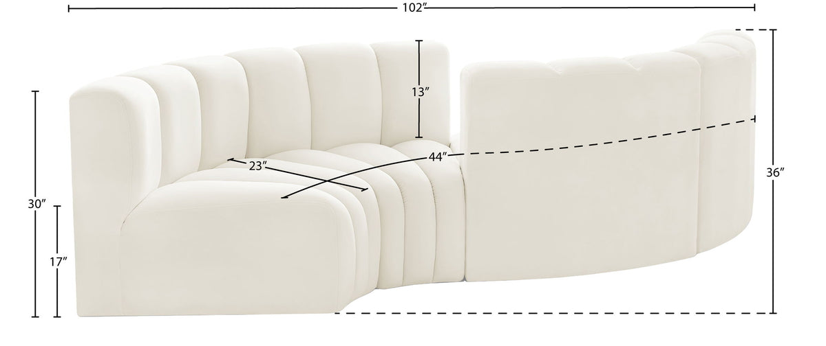 Arc - Velvet 4 Piece Curved Modular Sofa