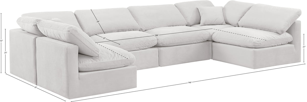 Indulge - Velvet 6 Piece Modular U-Shaped Sectional