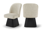 Marlowe - Linen Textured Fabric Upholstered Swivel Dining Side Chair - Stained Black