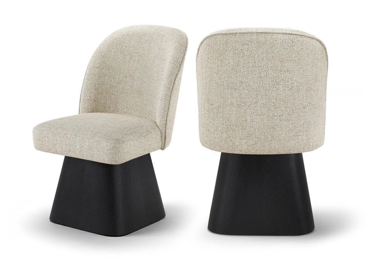 Marlowe - Linen Textured Fabric Upholstered Swivel Dining Side Chair - Stained Black