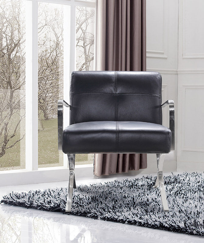 Delano Modern Black Leather Lounge Chair by VIG Furniture - View 2