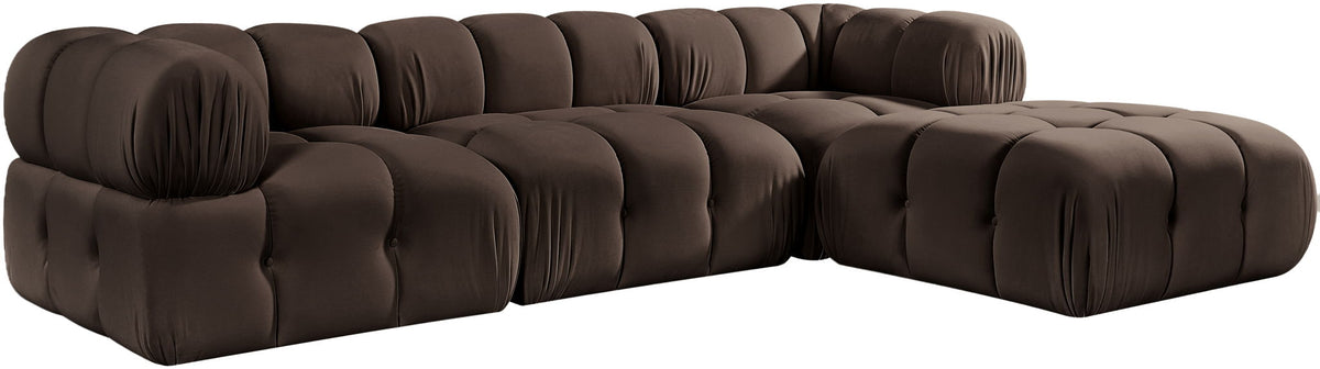 Orin - Velvet 4 Piece Modular Sectional With Chaise