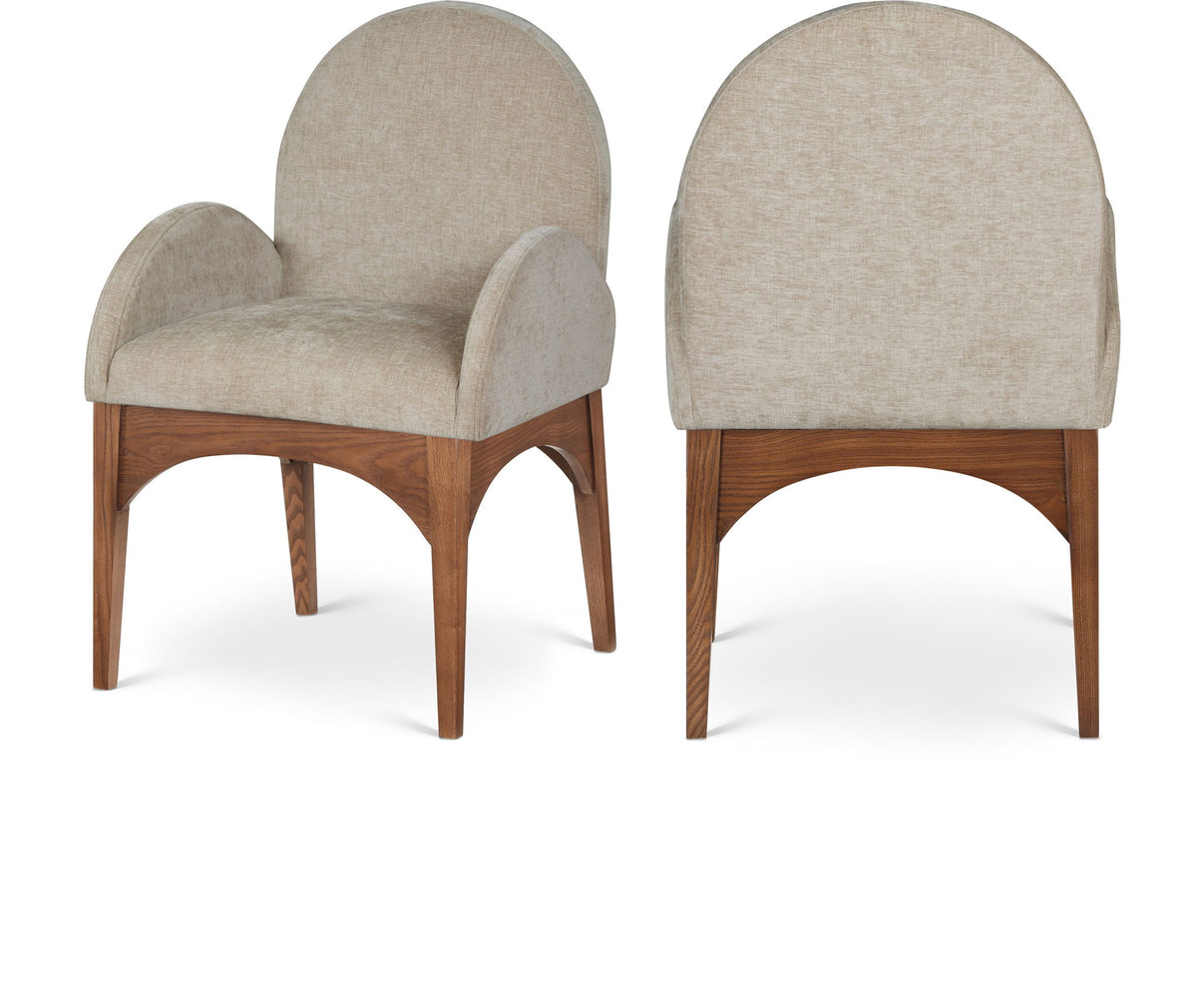 Waldorf - Chenille Dining Arm Chair With Brown Legs