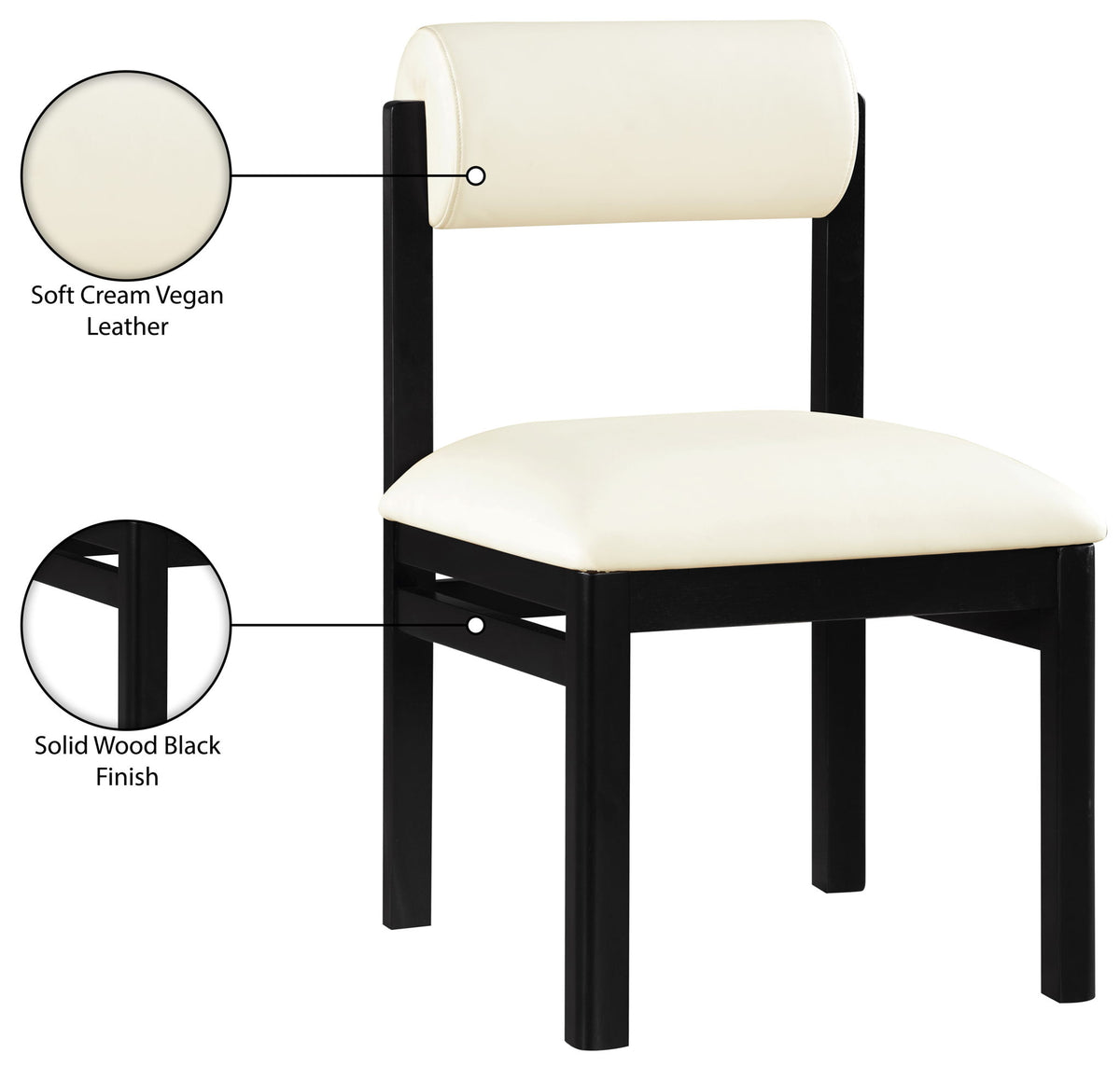 Roundhill - Faux Leather Dining Chair (Set of 2) - Black Frame