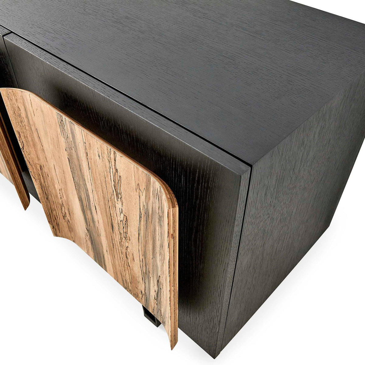 Curves Ahead - 4 Door Cabinet - Black / Woodtone