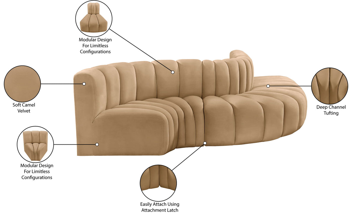 Arc - Velvet 5 Piece Modular Sofa